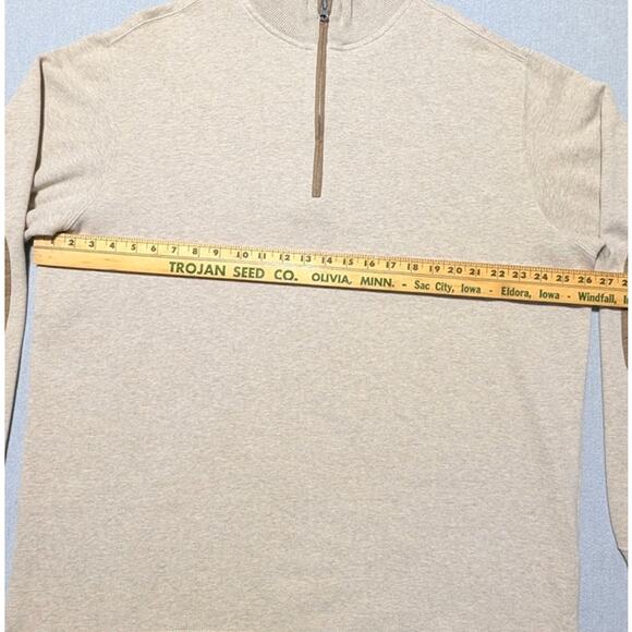 Woolrich Men’s XL 1/4 Zip Pullover Beige Sweatshirt Elbow Patches Cotton Blend - Picture 9 of 11